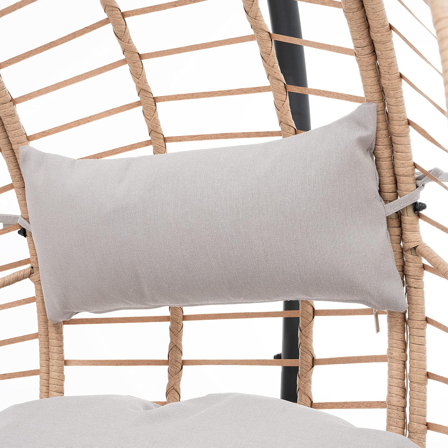 LUMISOL Outdoor Indoor PE Wicker Swing Egg Chair, Egg Hanging Chair with Stand, Patio Wicker Swinging Chair for Patio Bedroom Balcony, Beige