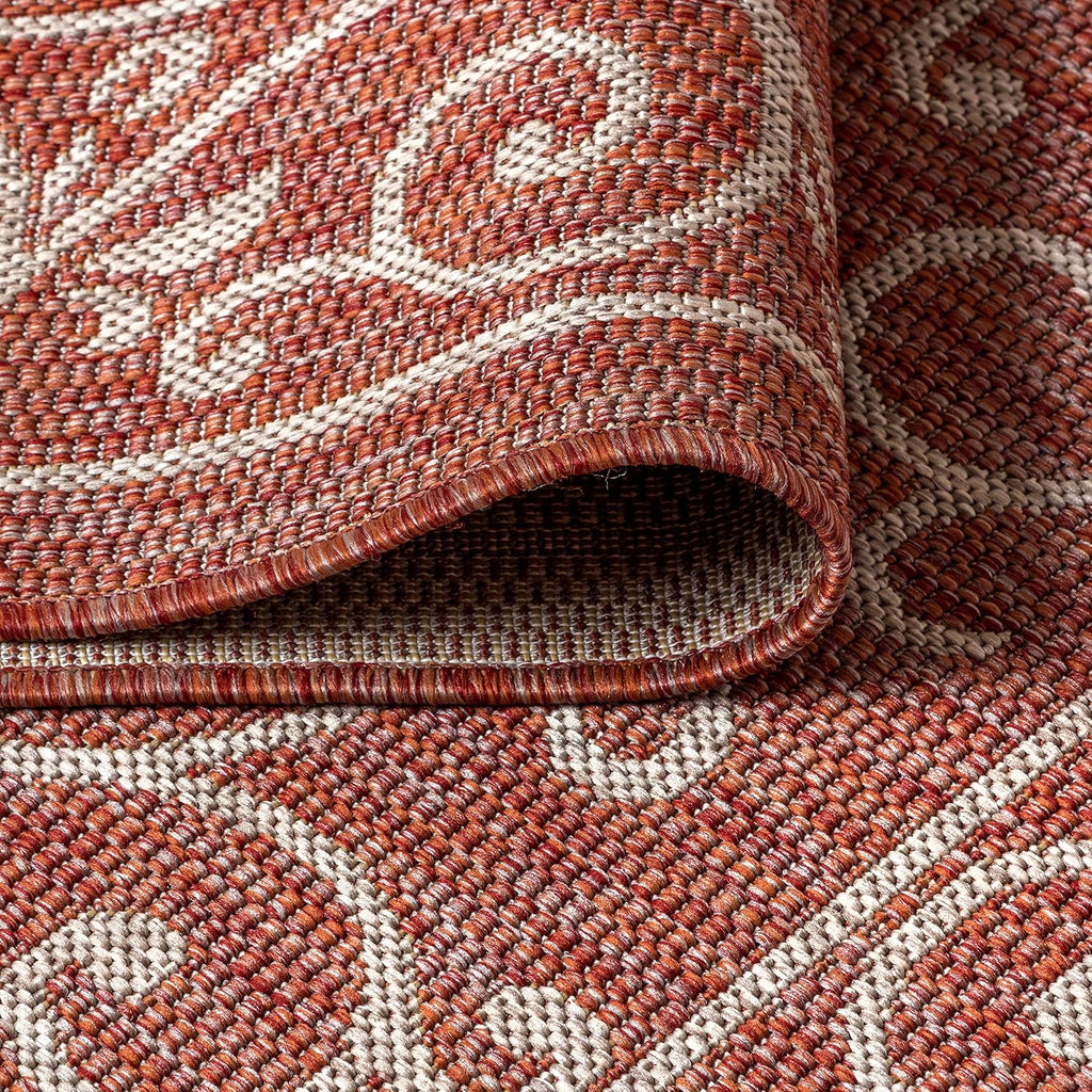 JONATHAN Y Vintage Filigree Indoor Outdoor Area Rug 9X12 Red/Beige, Charleston Textured Weave for Backyard, Patio, Porch, Easy-Cleaning, High Traffic, Pet-Friendly, Non-Shedding (SMB106B-9)