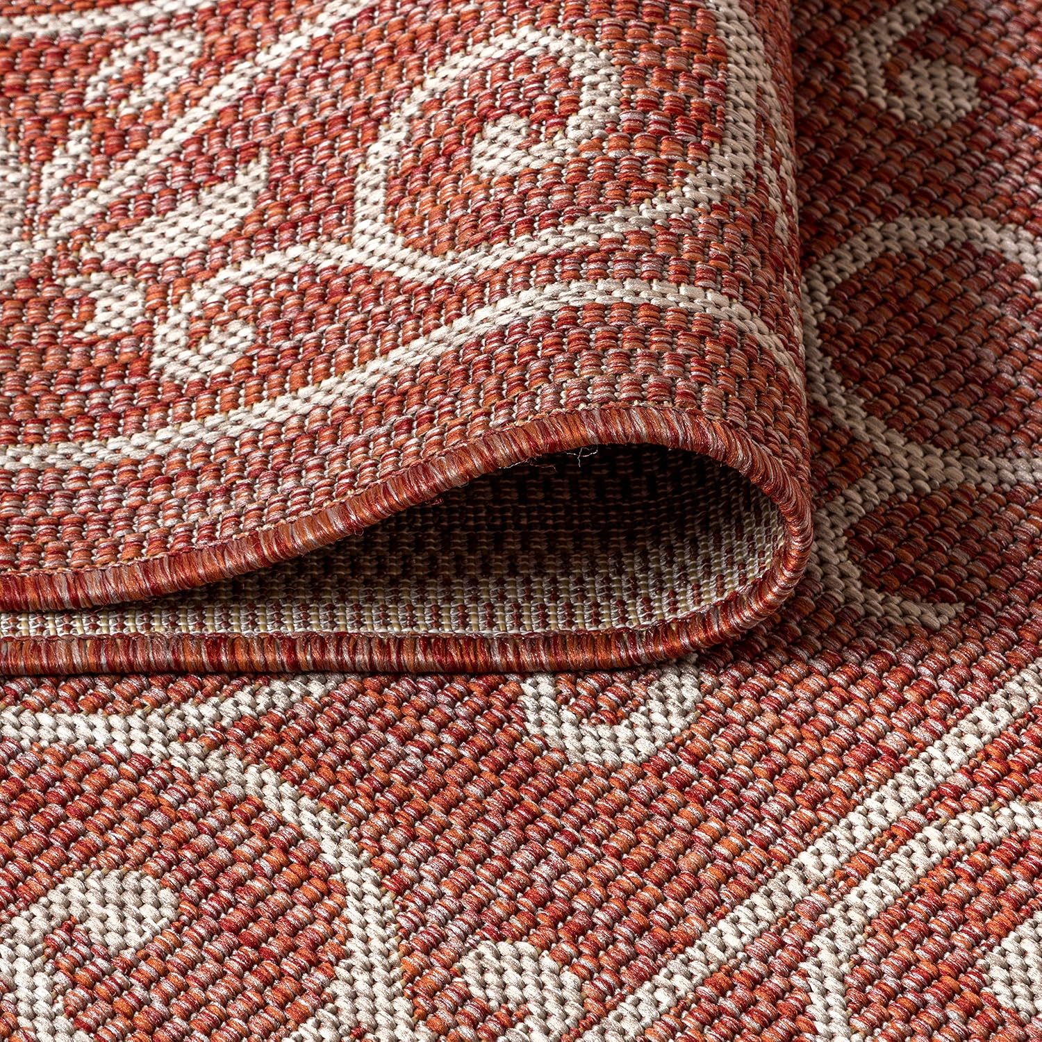 JONATHAN Y Vintage Filigree Indoor Outdoor Area Rug 9X12 Red/Beige, Charleston Textured Weave for Backyard, Patio, Porch, Easy-Cleaning, High Traffic, Pet-Friendly, Non-Shedding (SMB106B-9)