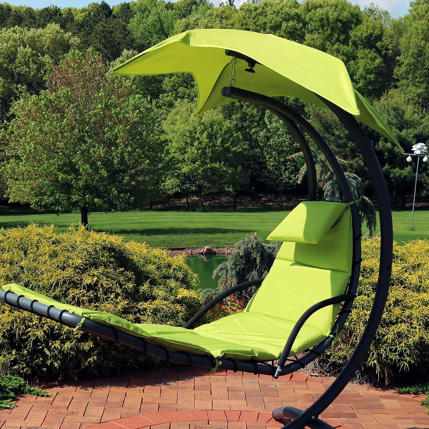 Sunnydaze Hanging Chair Cushion Replacement and Floating Umbrella Fabric Only - Curved Hanging Lounge Chair Cushion Replacement - Green