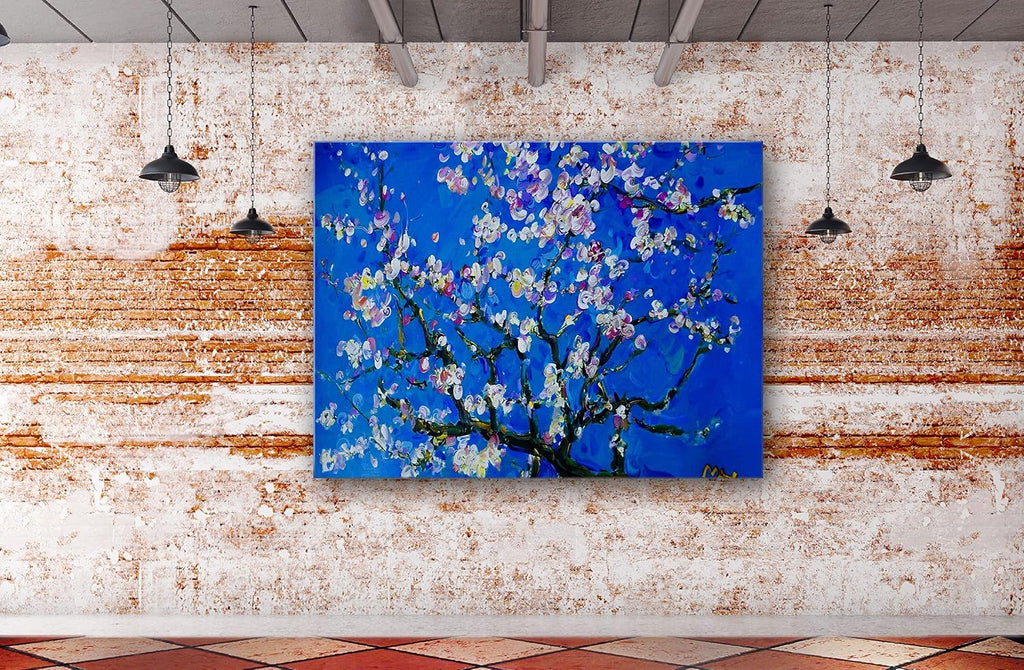 SpiritualHands Vincent Van Gogh Almond Blossom Blue Canvas Wall Art, The Starry Night, Large Framed, Ready to Hang