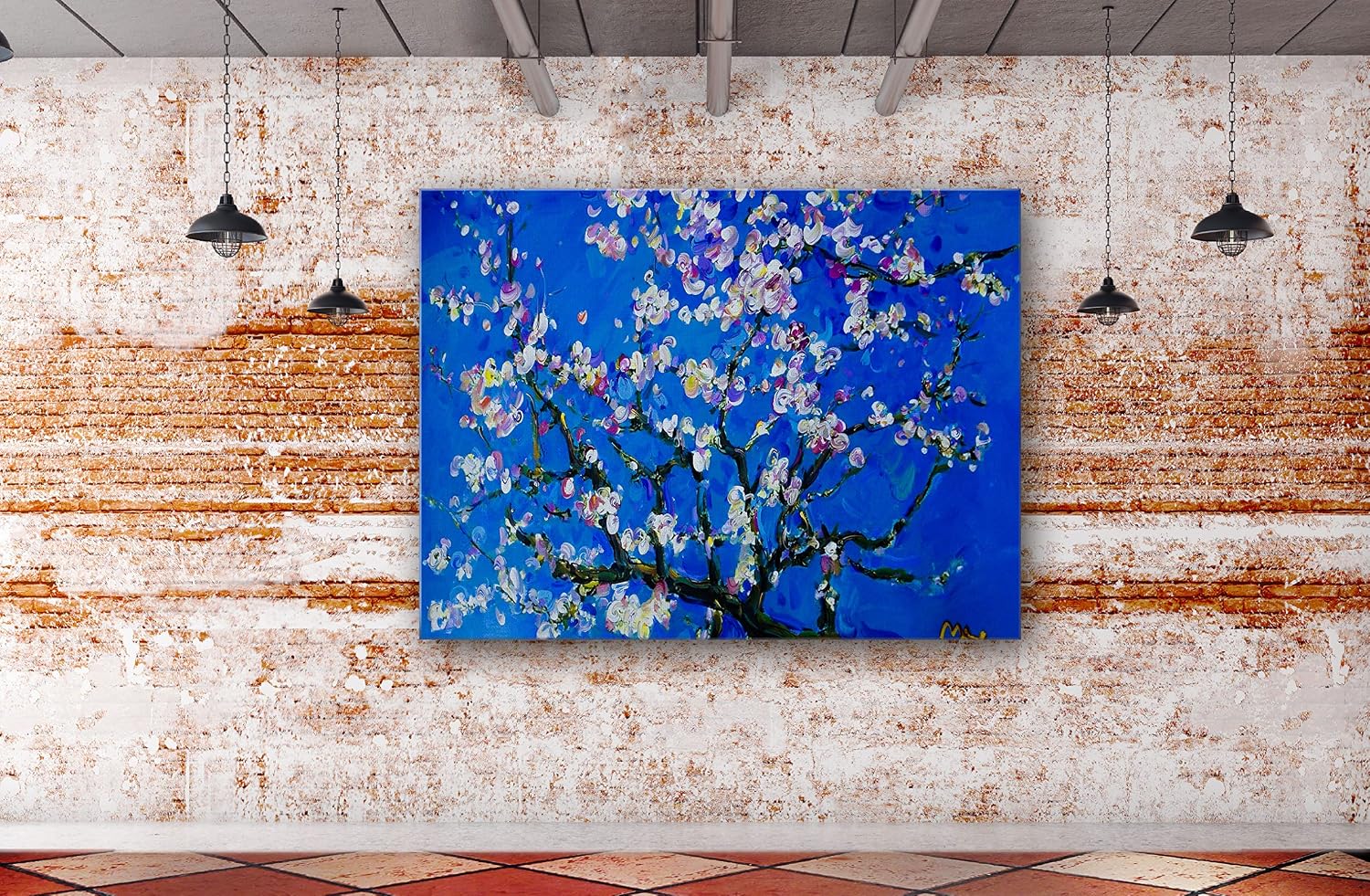 SpiritualHands Vincent Van Gogh Almond Blossom Blue Canvas Wall Art, The Starry Night, Large Framed, Ready to Hang
