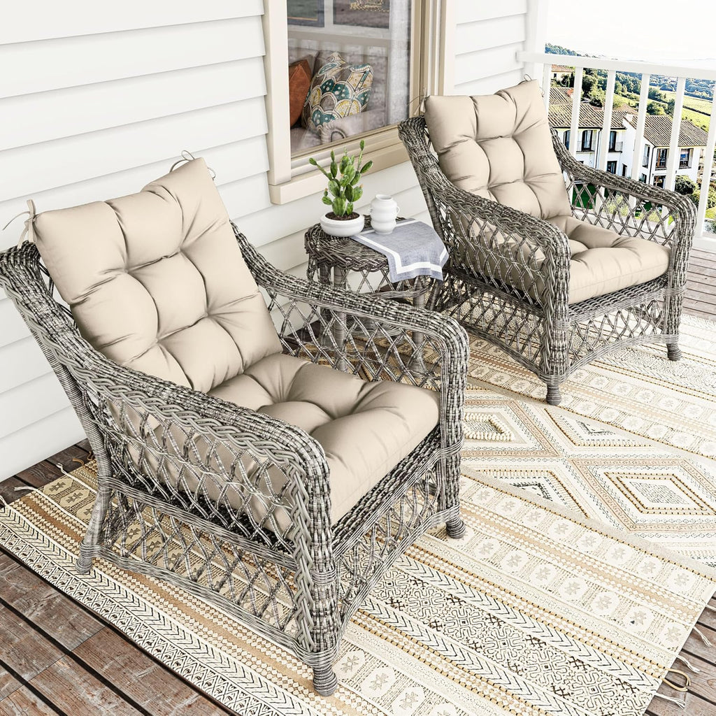 2sets Rocking Chair Cushion Set,Outdoor Patio Chair Cushions,Waterproof and Fade-Resistant Replacement Tufted Pads with Ties for Indoor Outdoor Rocker/Patio/Swing Chair,42 x 21 x 5 Inches