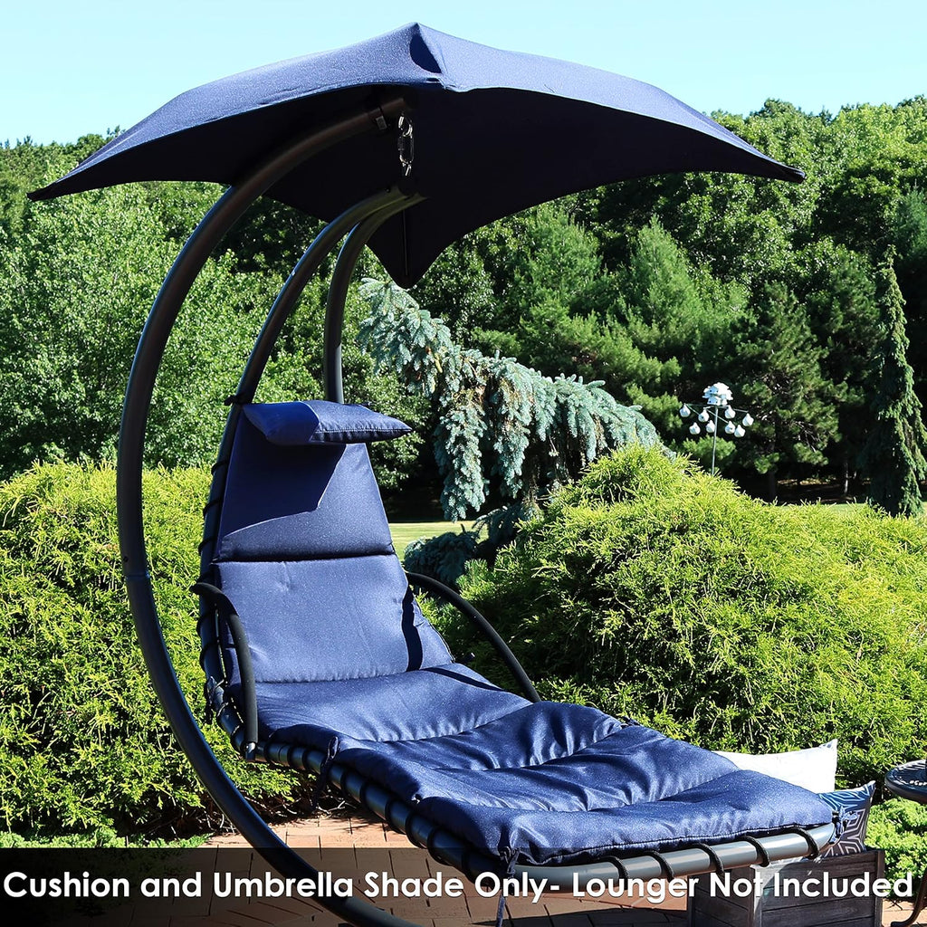 Sunnydaze Outdoor Hanging Lounge Chair Replacement Cushion and Floating Umbrella Fabric Only - Curved Swing Chair Cushion Replacement - Navy Blue