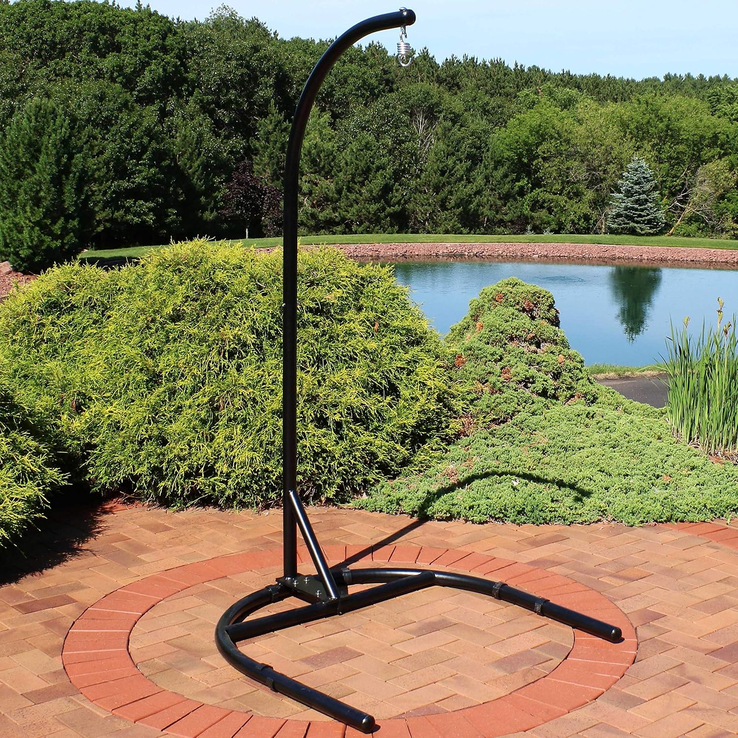 Sunnydaze Steel U-Shape Hanging Egg Chair Stand - Indoor and Outdoor Use - 330-Pound Weight Capacity - 76 Inches Tall