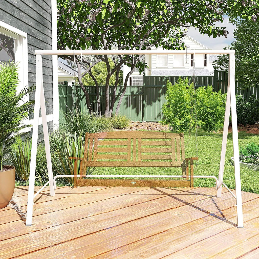 Outsunny Metal Porch Swing Stand, Heavy Duty Swing Frame, Hanging Chair Stand Only, 528 LBS Weight Capacity, for Backyard, Patio, Lawn, Playground, White