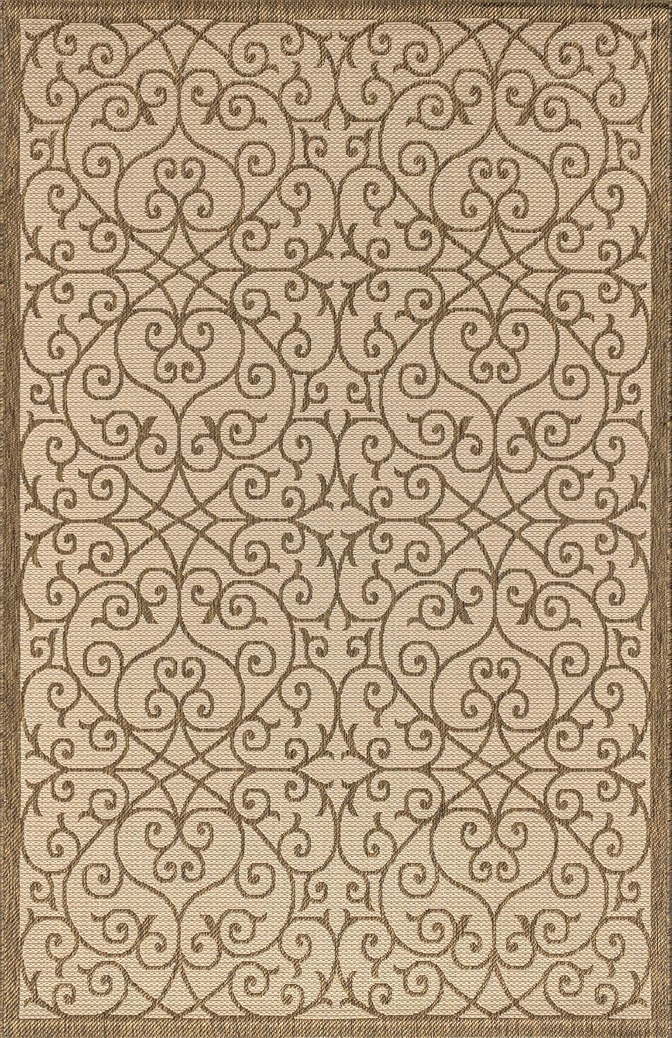 JONATHAN Y Vintage Filigree Indoor Outdoor Area Rug 9X12 Beige/Brown, Madrid Textured Weave for Backyard, Patio, Porch, Easy-Cleaning, High Traffic, Pet-Friendly, Non-Shedding (SMB107B-9)