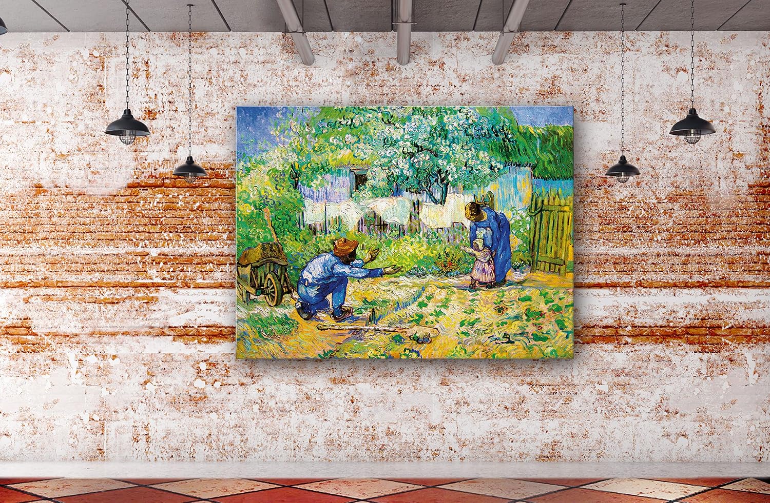 SpiritualHands Wheat Field with Cypresses Vincent Van Gogh Canvas Wall Art, The Starry Night Van Gogh Posters Self Portrait, Large Framed Wall Art Paintings for Wall Decorations for Bedroom (Vincent van Gogh First Steps, 24' x 36' - Ready to Hang)