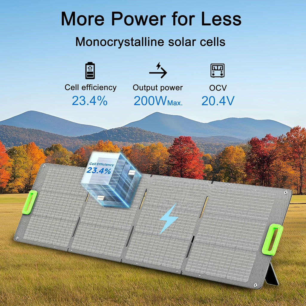 Natures Generator 3840Wh Solar Generator + 2 Packs 200W Folding Panels, Lithium Batteries, 6000W Power Station for Home Backup, RVs, Emergencies, Power Outages, and Outdoor Camping