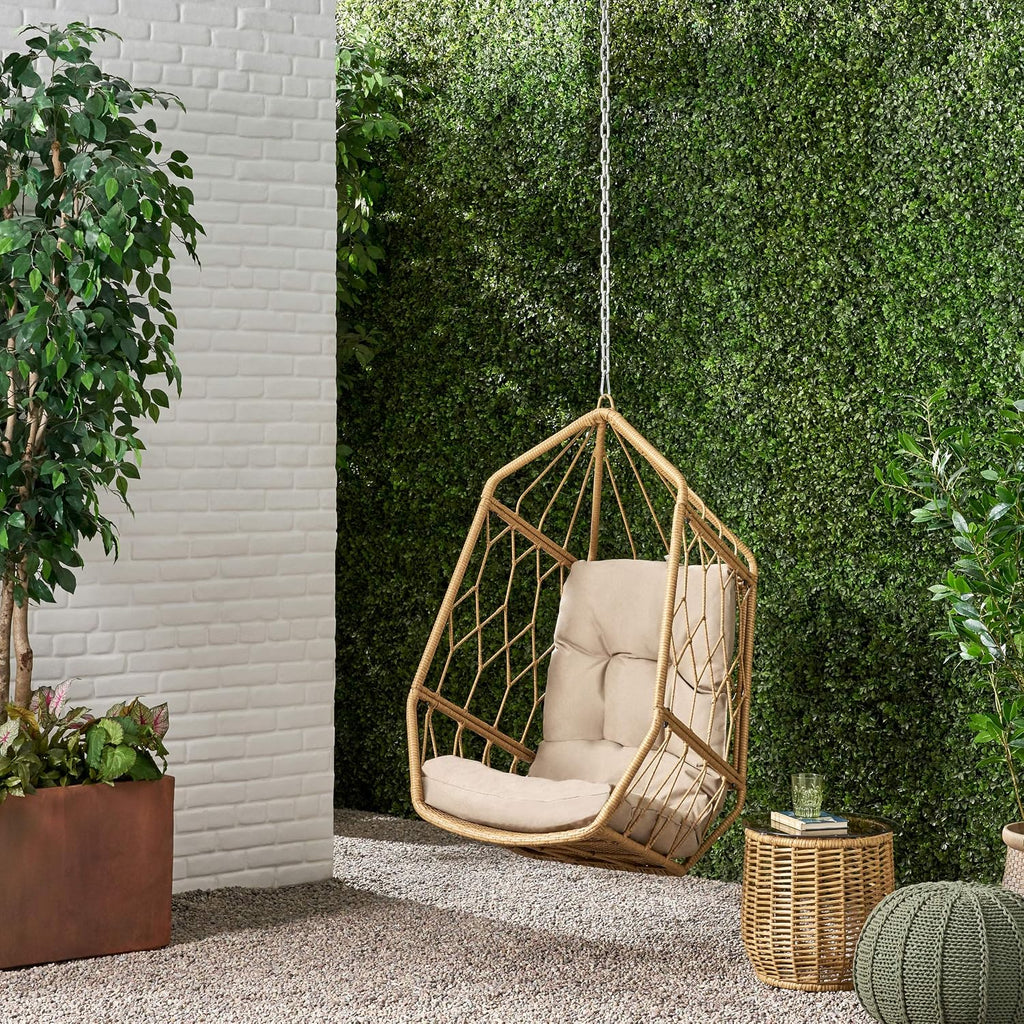Tamara Outdoor/Indoor Hanging Chair (NO Stand) - Wicker - Light Brown/Tan
