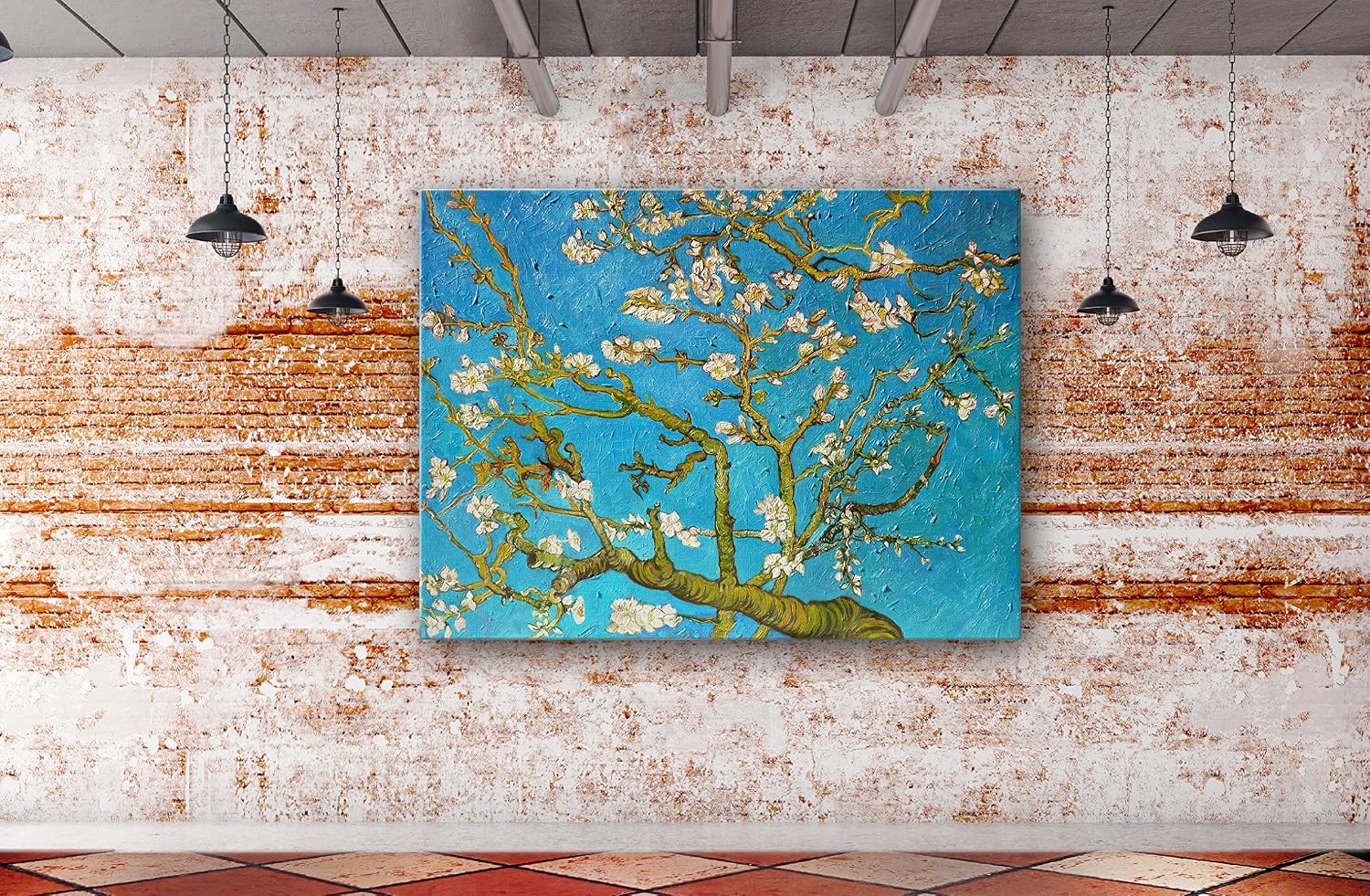 SpiritualHands Wheat Field with Cypresses Vincent Van Gogh Canvas Wall Art, The Starry Night Van Gogh Posters Self Portrait, Large Framed Wall Art Paintings for Wall Decorations for Bedroom (Vincent van Gogh Almond Blossom, 24' x 36' - Ready to Hang)