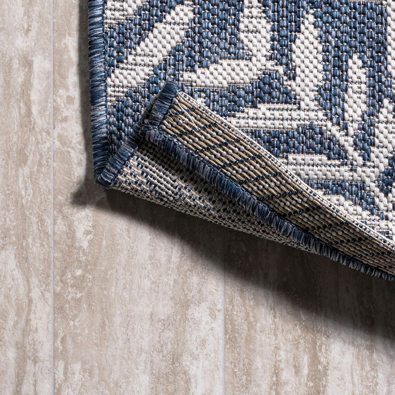JONATHAN Y Palm Frond Indoor Outdoor Area Rug 9X12 Navy/Ivory, Nevis for Backyard, Patio, Porch, Easy-Cleaning, High Traffic, Pet-Friendly, Non-Shedding (SMB119B-9)