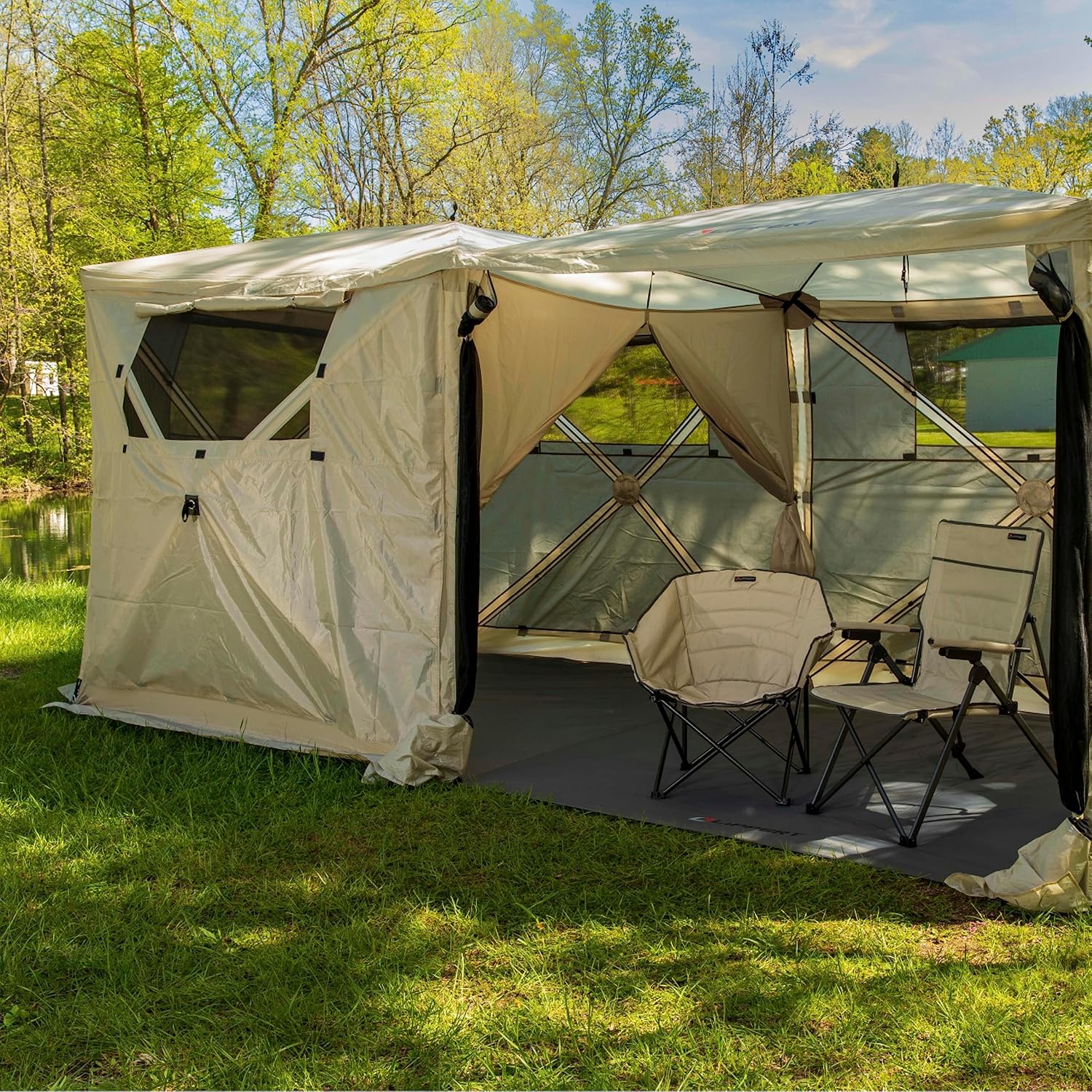 Lippert Picnic & Camping Popup Gazebo Tent Wind Panels, Side Walls for Privacy, Sand Color Water-Resistant 5-Pack, Convenient Carrying Bag - 2022114837