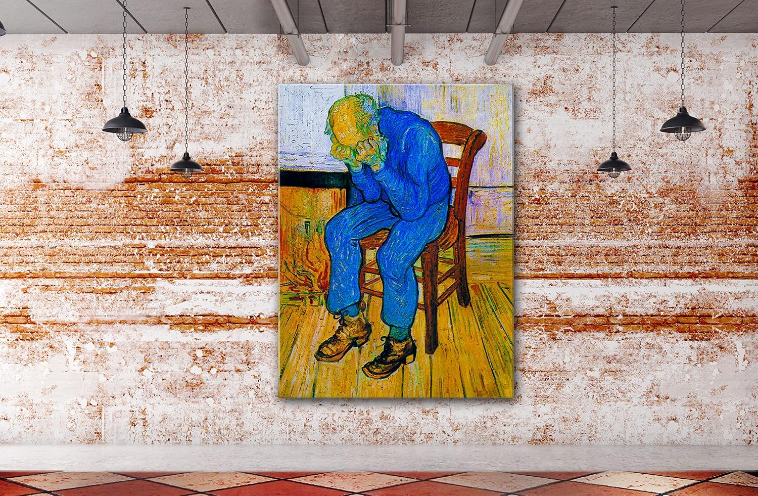 SpiritualHands Wheat Field with Cypresses Vincent Van Gogh Canvas Wall Art, The Starry Night Van Gogh Posters Self Portrait, Large Framed Wall Art Paintings for Wall Decorations for Bedroom (Vincent van Gogh At Eternity's Gate, 24' x 36' - Ready to Hang)