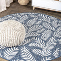 JONATHAN Y Palm Frond Indoor Outdoor Round Area Rug 4 Ft Navy/Ivory, Nevis for Backyard, Patio, Porch, Easy-Cleaning, High Traffic, Pet-Friendly, Non-Shedding (SMB119B-4R)