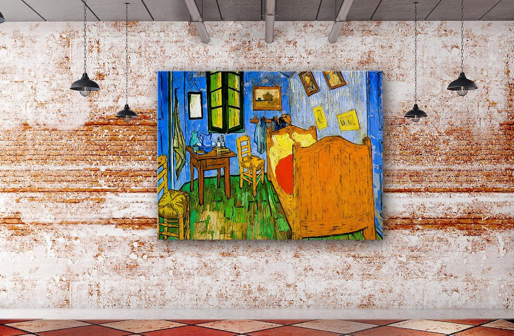 SpiritualHands Wheat Field with Cypresses Vincent Van Gogh Canvas Wall Art, The Starry Night Van Gogh Posters Self Portrait, Large Framed Wall Art Paintings for Wall Decorations for Bedroom (Vincent van Gogh Bedroom in Arles, 24' x 36' - Ready to Hang)