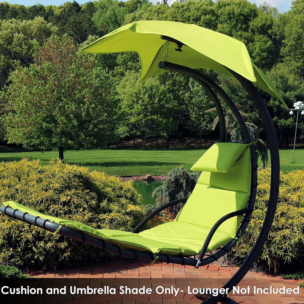 Sunnydaze Hanging Chair Cushion Replacement and Floating Umbrella Fabric Only - Curved Hanging Lounge Chair Cushion Replacement - Green
