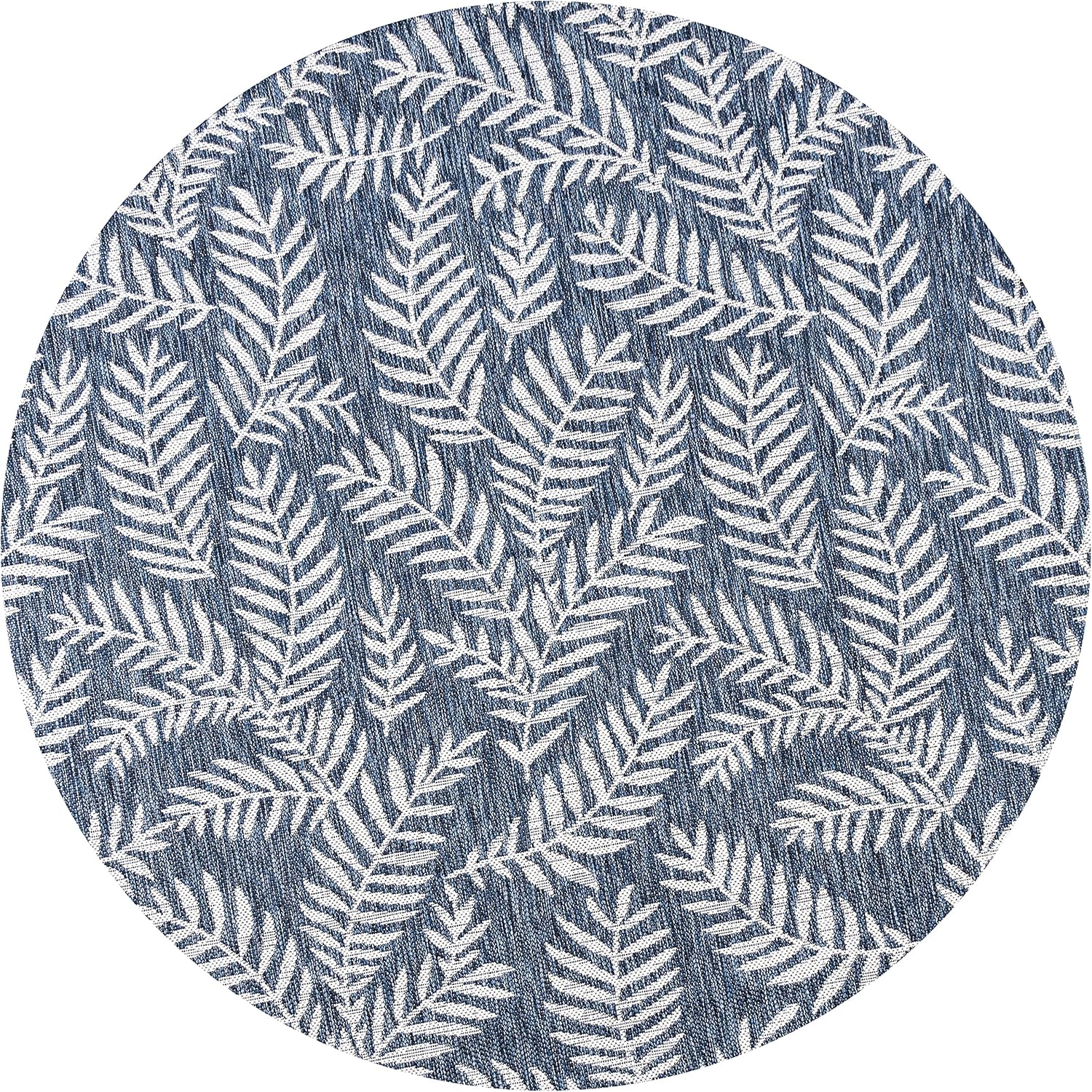 JONATHAN Y Palm Frond Indoor Outdoor Round Area Rug 4 Ft Navy/Ivory, Nevis for Backyard, Patio, Porch, Easy-Cleaning, High Traffic, Pet-Friendly, Non-Shedding (SMB119B-4R)