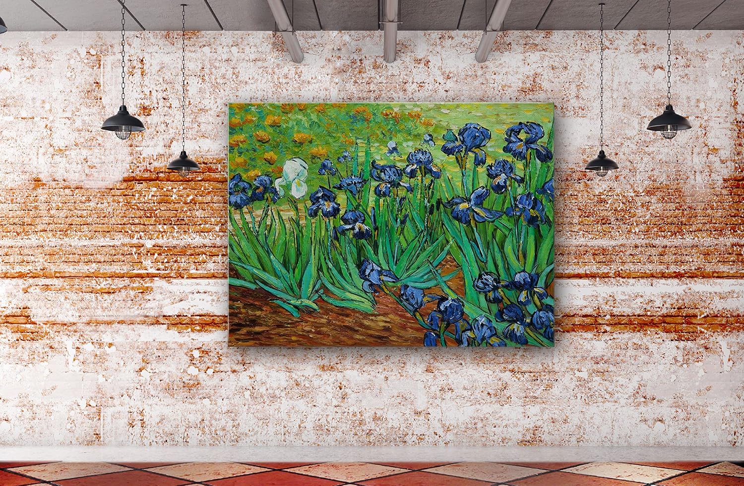 SpiritualHands Wheat Field with Cypresses Vincent Van Gogh Canvas Wall Art, The Starry Night Van Gogh Posters Self Portrait, Large Framed Wall Art Paintings for Wall Decorations for Bedroom (Vincent van Gogh Irises, 40' x 60' - Ready to Hang)